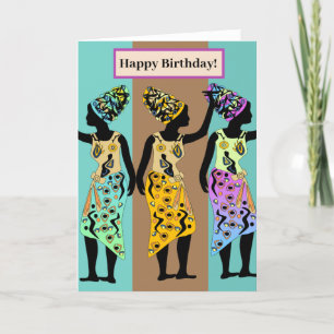 Tarjeta de cumpleaños de arte nubio afroafricano p