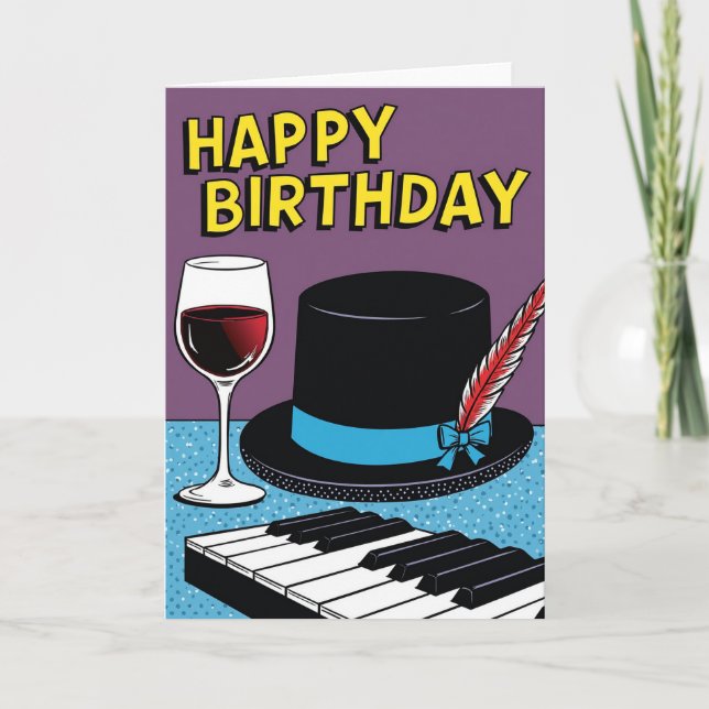 Tarjeta de cumpleaños de arte pop festivo (Anverso)