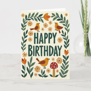 Tarjeta de cumpleaños de arte popular