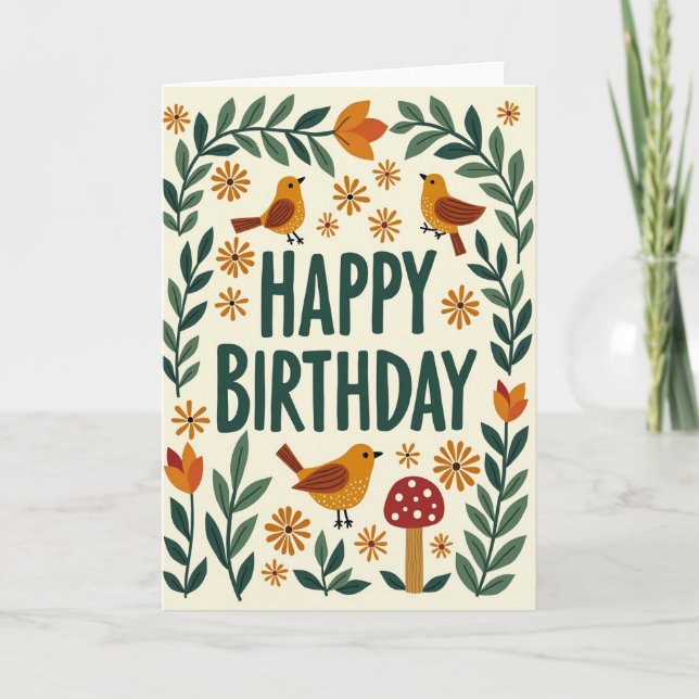 Tarjeta de cumpleaños de arte popular (Anverso)