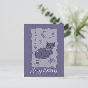 Tarjeta de cumpleaños de arte popular nocturno cap