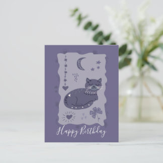Tarjeta de cumpleaños de arte popular nocturno cap