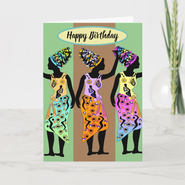Tarjeta de cumpleaños de arte Queen American Afric (Anverso)