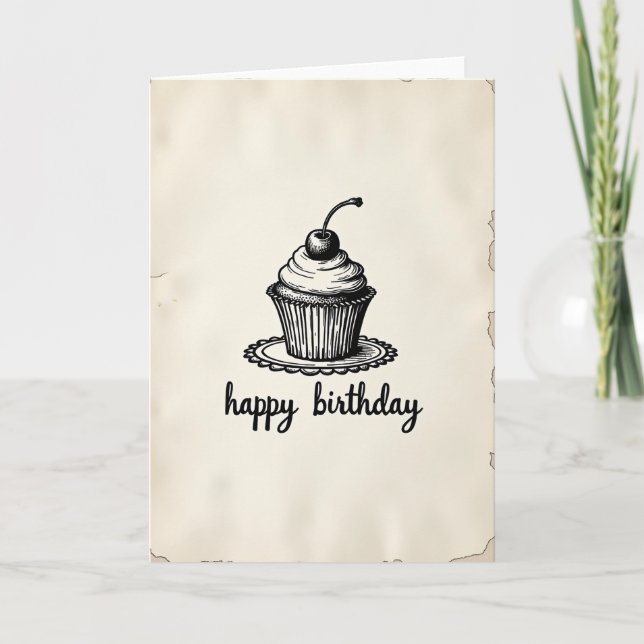 Tarjeta de cumpleaños de arte vintage (Anverso)