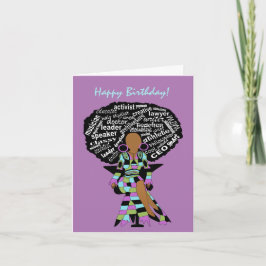 Tarjeta de cumpleaños de arte Word para mujer afro