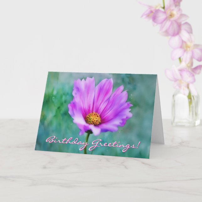 Tarjeta de cumpleaños de Artsy Flower Rosa bonito (Orquídea)