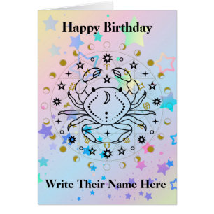 Tarjeta de cumpleaños de astrología contra el cánc