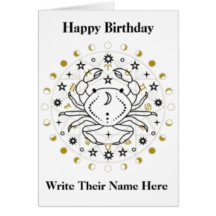 Tarjeta de cumpleaños de astrología contra el cánc