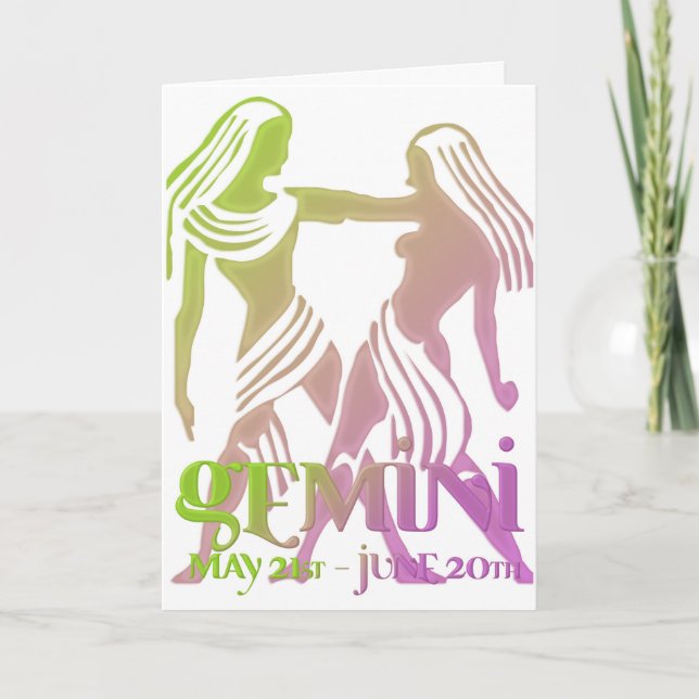 Tarjeta de cumpleaños de astrología de Géminis dis (Anverso)