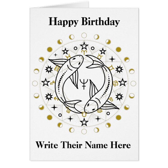 Tarjeta de cumpleaños de Astrología de Pisces, 19  (Frente)
