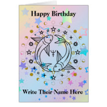 Tarjeta de cumpleaños de Astrología de Pisces, 19 