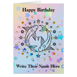 Tarjeta de cumpleaños de Astrología de Pisces, 19 