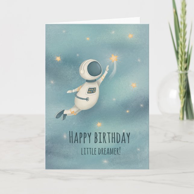 Tarjeta de cumpleaños de Astronauta encantadora y  (Anverso)