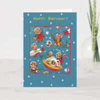 Tarjeta de cumpleaños de astronautas de viajes esp