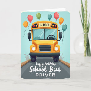 Tarjeta de cumpleaños de autobús alegre