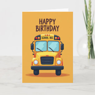 Tarjeta de cumpleaños de autobús amarillo