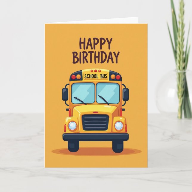 Tarjeta de cumpleaños de autobús amarillo (Anverso)