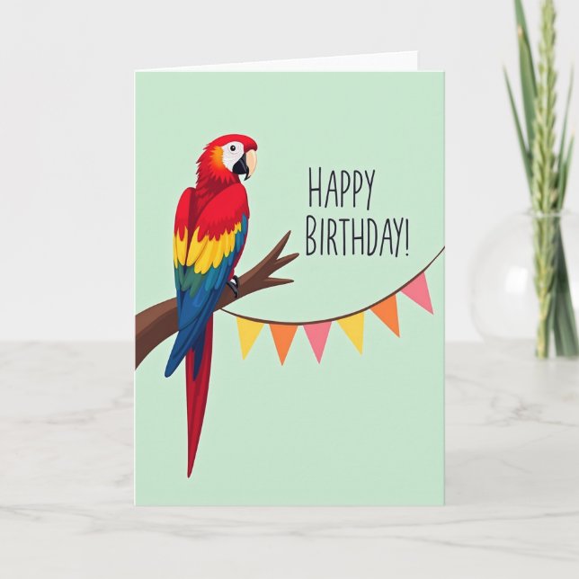 Tarjeta de cumpleaños de ave colorida (Anverso)