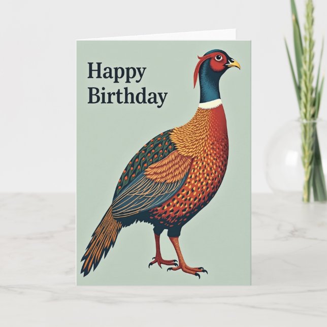 Tarjeta de cumpleaños de ave elegante (Anverso)