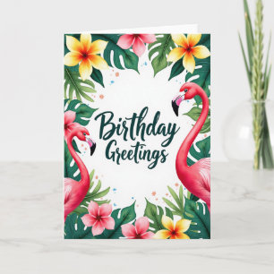 Tarjeta de cumpleaños de ave fucsia