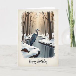 Tarjeta de cumpleaños de ave invernal alegre