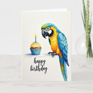 Tarjeta de cumpleaños de ave posada