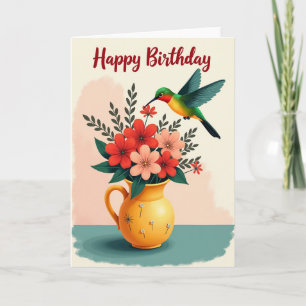 Tarjeta de cumpleaños de ave radiante