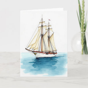 Tarjeta de cumpleaños de aventura con barco a vela