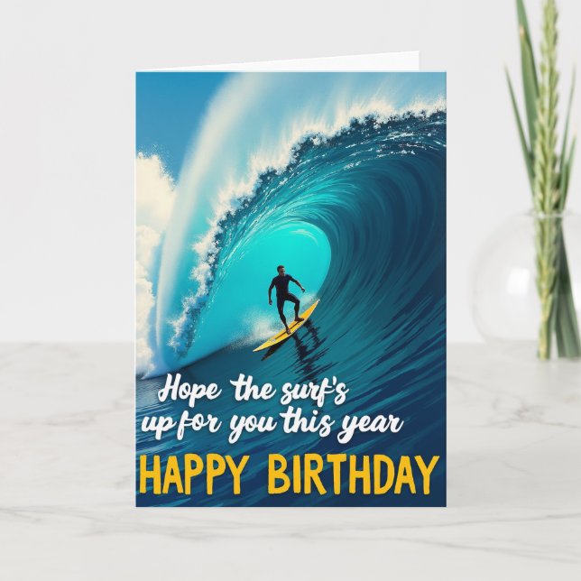 Tarjeta de cumpleaños de aventura con ola (Anverso)
