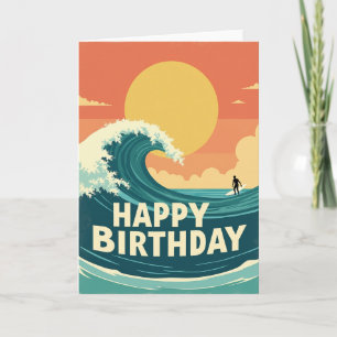 Tarjeta de cumpleaños de aventura de surf