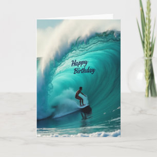 Tarjeta de cumpleaños de aventura de surfistas