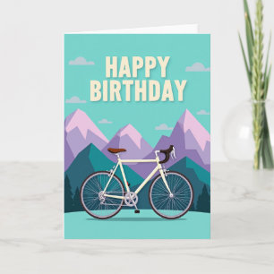 Tarjeta de cumpleaños de aventura en bicicleta
