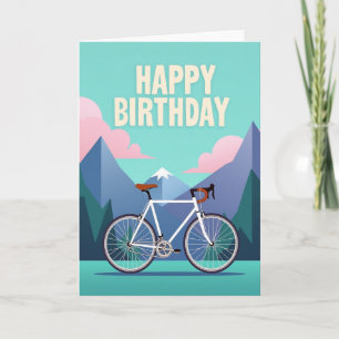 Tarjeta de cumpleaños de aventura en bicicleta