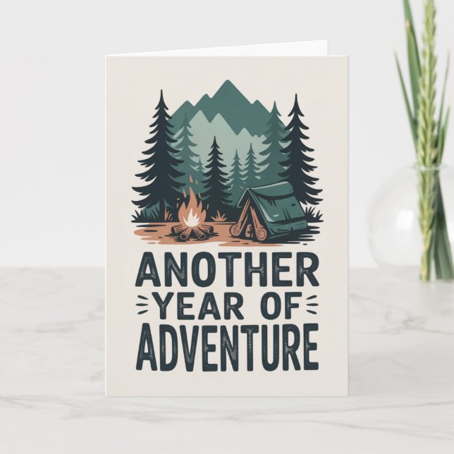 Tarjeta de cumpleaños de aventuras al aire libre p (Anverso)