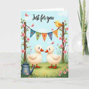 Tarjeta de cumpleaños de aves acuáticas encantador