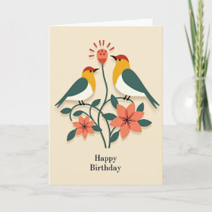 Tarjeta de cumpleaños de aves elegante