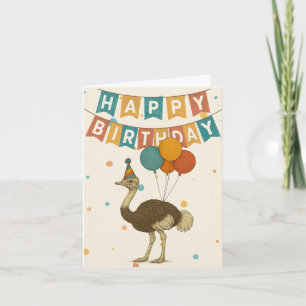 Tarjeta de cumpleaños de avestruz - Animal de Fies
