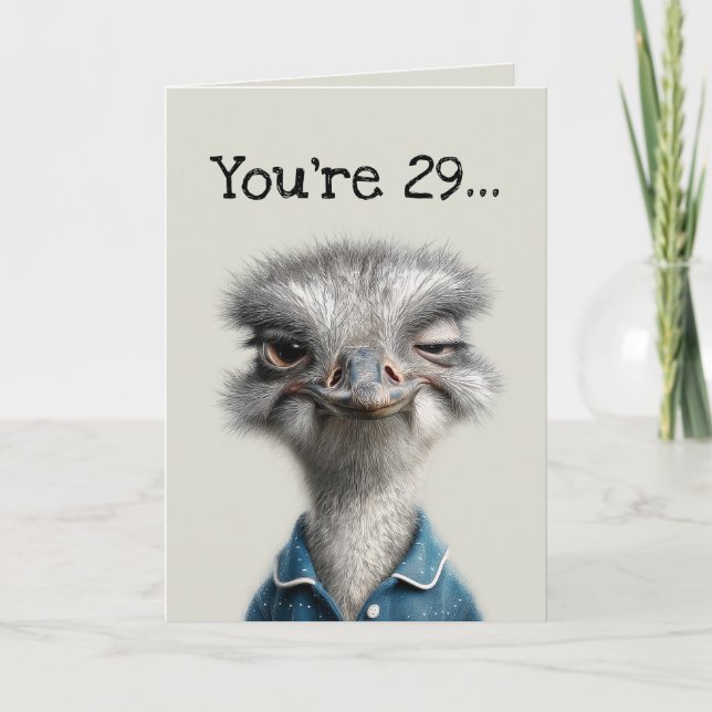 Tarjeta de cumpleaños de avestruz escéptico (Anverso)