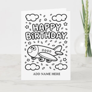 tarjeta de cumpleaños de avión plegable para color