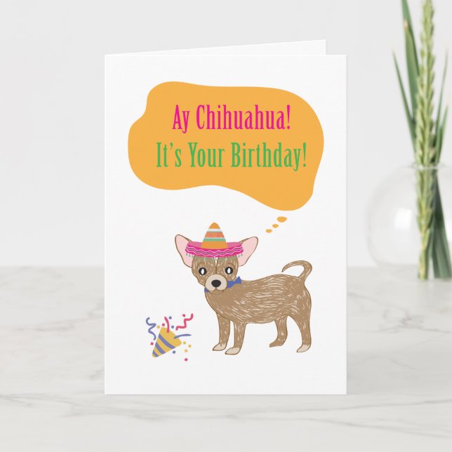 Tarjeta de cumpleaños de Ay Chihuaha (Anverso)