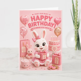 Tarjeta de cumpleaños de Baby Bun Buns para niñas 