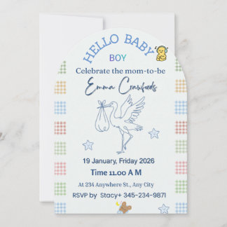 Tarjeta de Cumpleaños de Baby Shower Azul Suave Pe