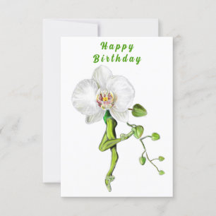 Tarjeta de cumpleaños de bailarín de ballet orquíd
