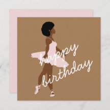 Tarjeta de cumpleaños de bailarina de ballet negro