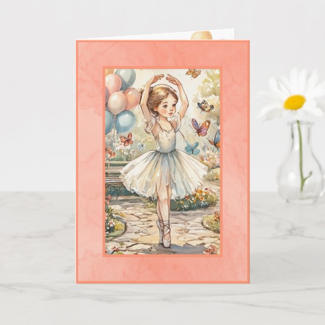 Tarjeta de cumpleaños de bailarina descarga digita (Planta pequeña)
