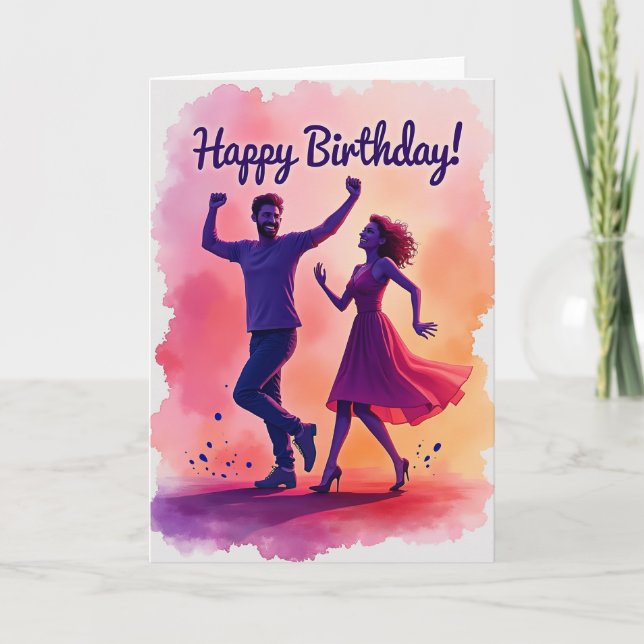 Tarjeta de cumpleaños de baile alegre (Anverso)
