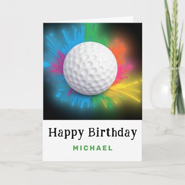 *~* Tarjeta de cumpleaños de Ball de golf suave Ra (Anverso)