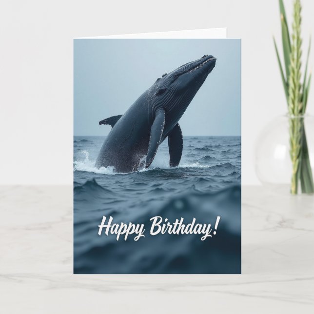 Tarjeta de cumpleaños de ballena alegre (Anverso)
