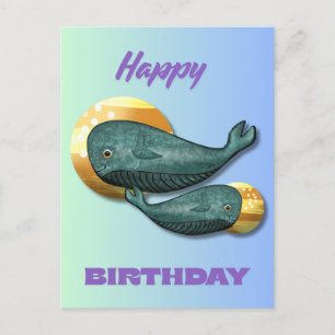 Tarjeta de cumpleaños de ballena linda Océano 