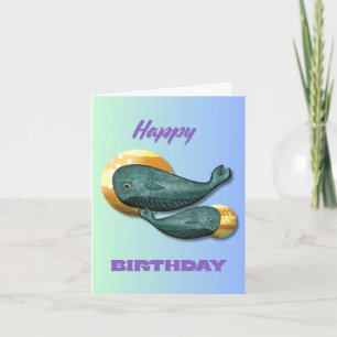 Tarjeta de cumpleaños de ballena linda Océano